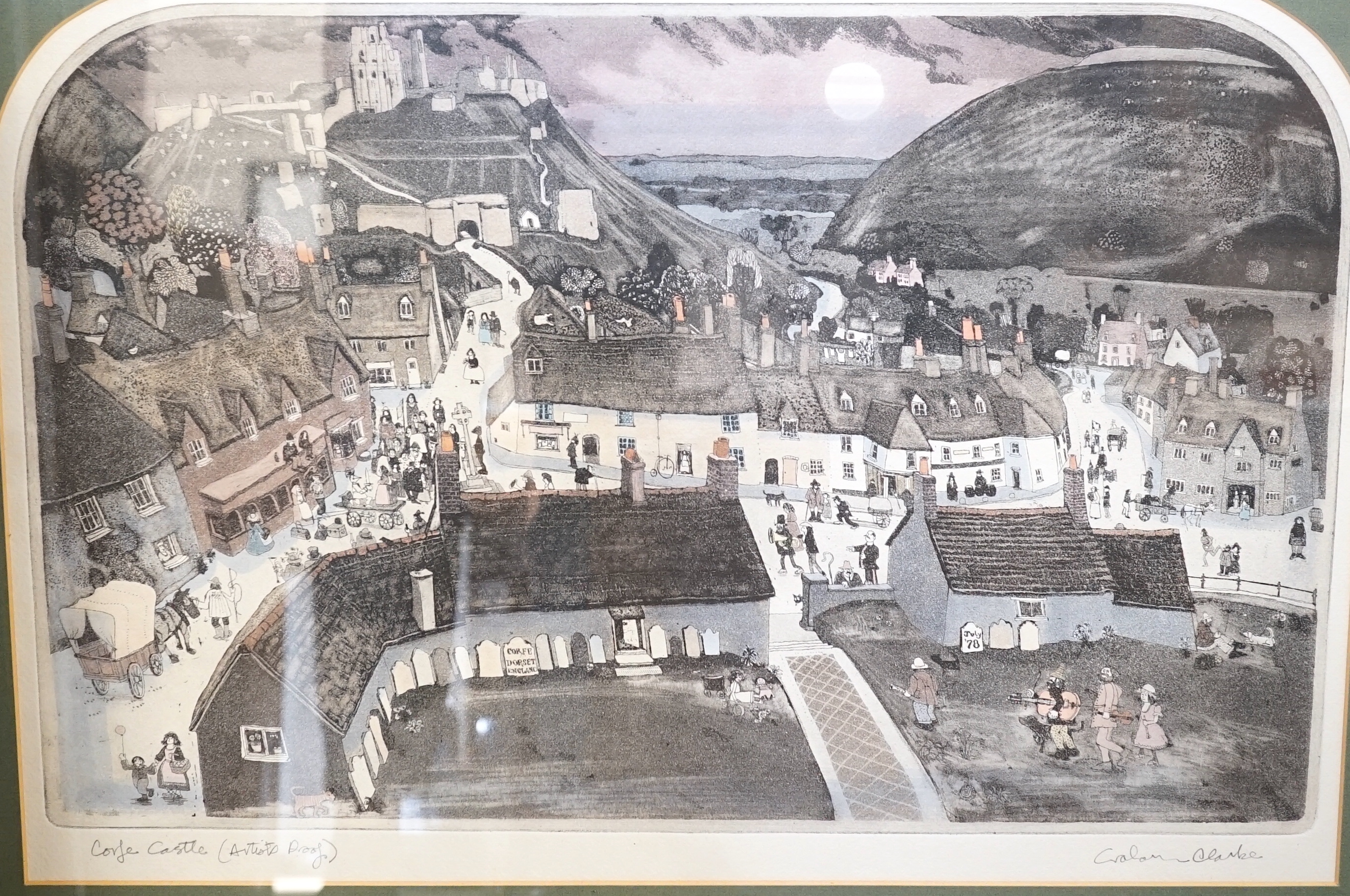 Graham Clarke (b.1941), etching and aquatint, 'Corfe Castle' (artist's proof), signed in pencil, 35 x 53cm